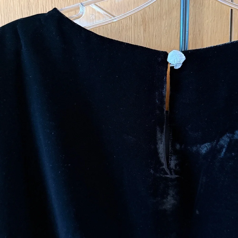 J. CREW Velvet puff-sleeve Sheer Long Sleeve top Black Color size Small NWT